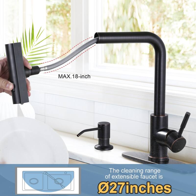 WOWOW Single Handle Waterfall Pull Down Sprayer Kitchen Faucet