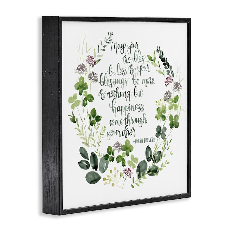 Stupell Troubles Be Less Irish Proverbs Wildflower Wreath Framed Wall Art