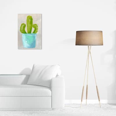 Wynwood Studio Canvas Floral and Botanical Vivid Cactus Green and Turquoise Modern & Contemporary Wall Art Canvas Print