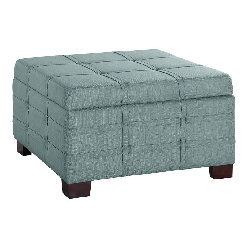 Detour Strap Square Storage Ottoman in Faux Leather