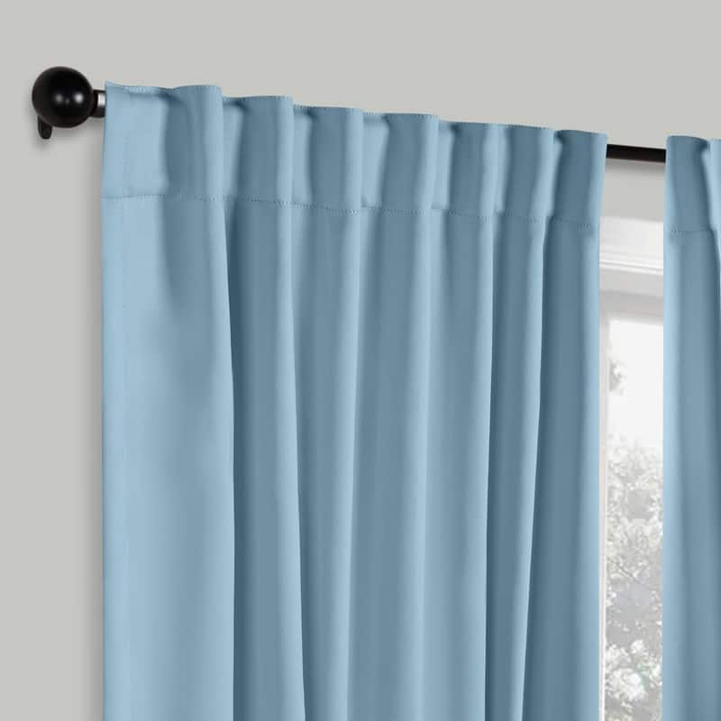 Superior Solid Machine Washable Room Darkening Blackout Curtains with Back Tabs, Set of 2