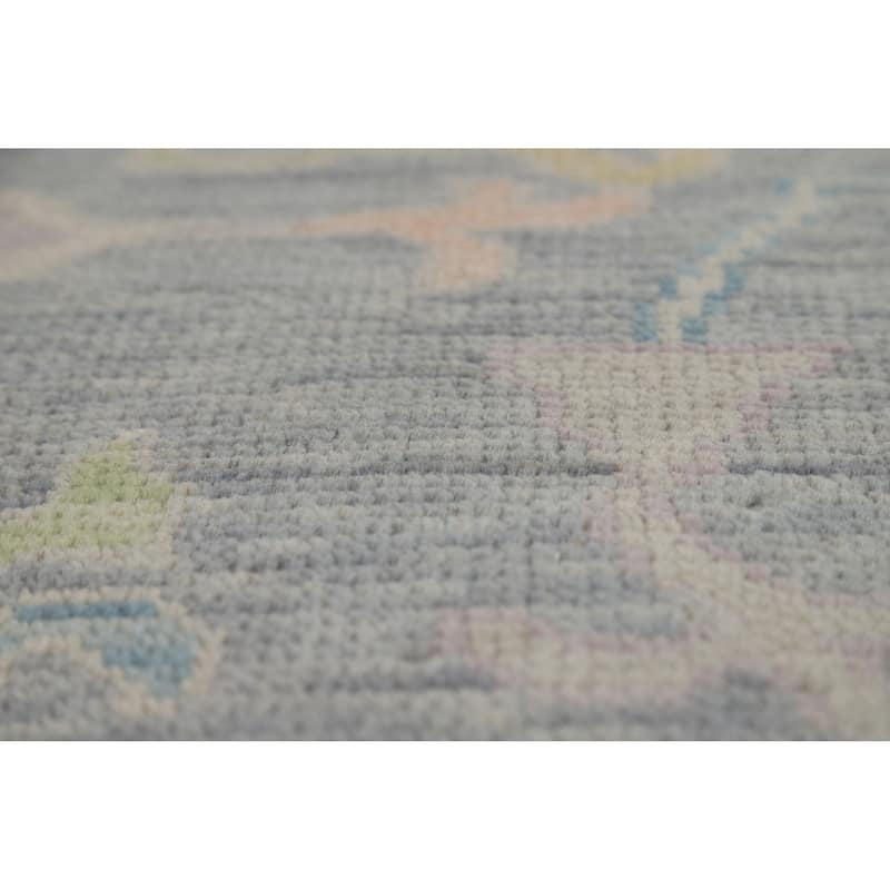 All-Over Gray Oushak Oriental Area Rug Hand-Knotted Wool Carpet - 8'1" x 10'0"