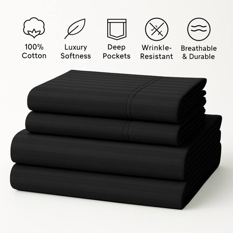 Premium Breathable Cotton Deep Pocket Sheet Set Hotel-Quality Comfort