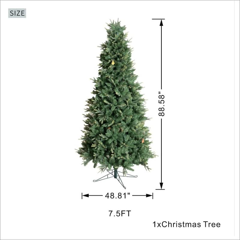 6.5/7.5/8.5FT Slim Green Artificial Christmas Tree with Metal Stand