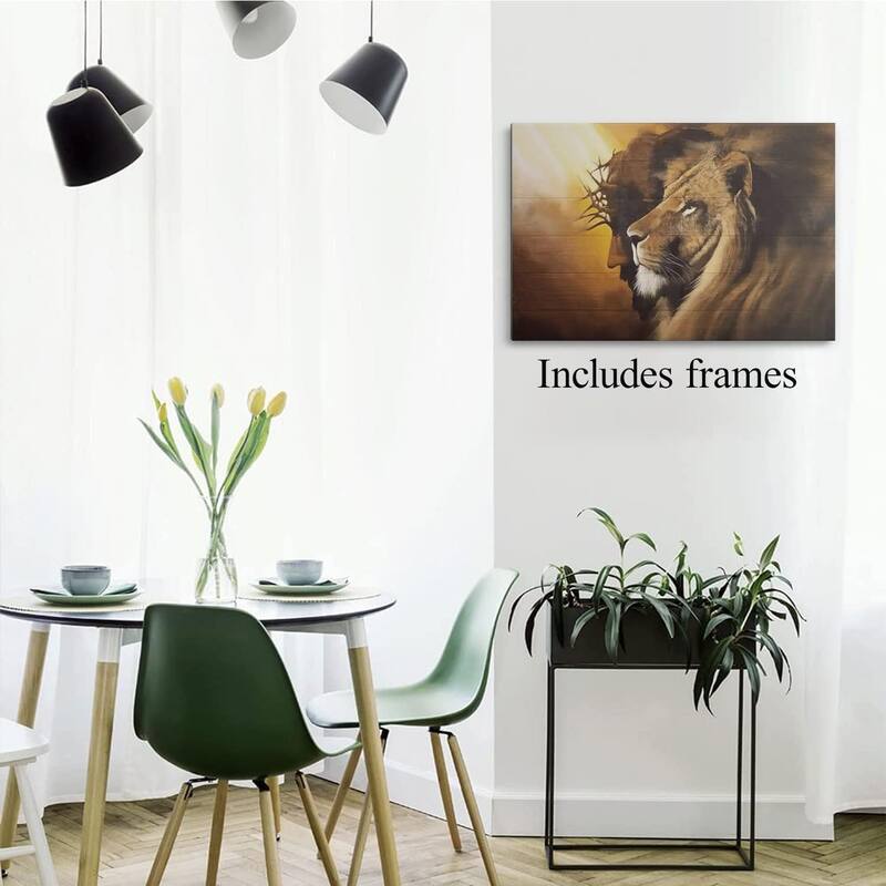 Jesus and Lion Canvas Wall Art Decor Picture