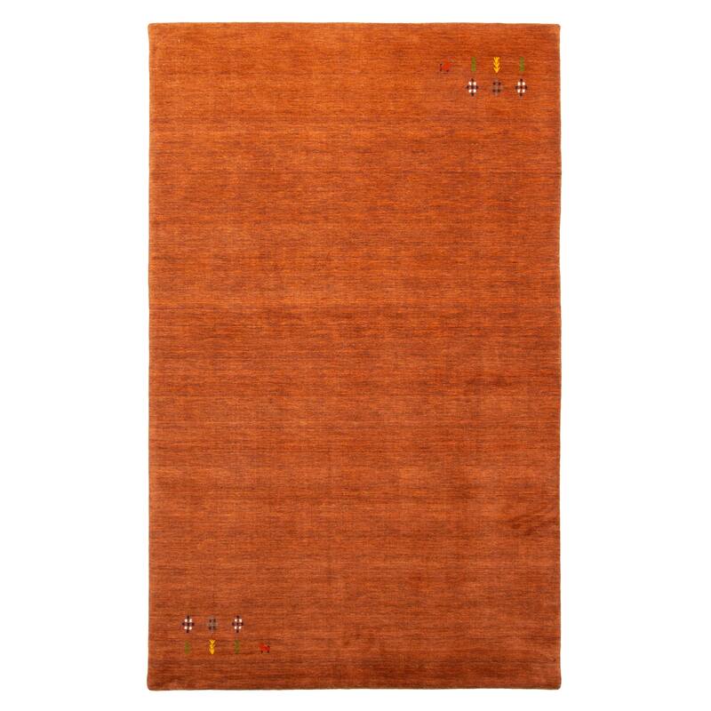 ECARPETGALLERY Hand Loomed Kashkuli Gabbeh Dark Copper Wool Rug - 4'8 x 7'11