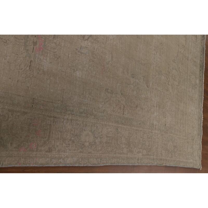 Hand Knotted Oriental 100% Wool Carpet Traditional Medallion Beige & Ivories Tabriz Area Rug - 12' 11'' X 9' 6''