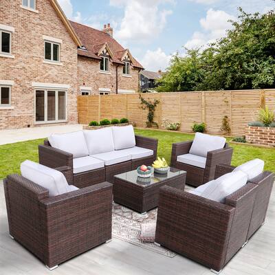 Space-Saving PE Rattan Garden Furniture Set, No Assembly, Weatherproof