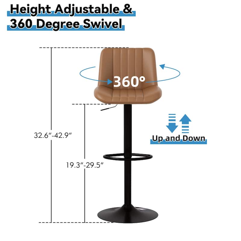 Bar Stool with 360° Swivel - Modern Kitchen & Home Bar Seating，Set of 2