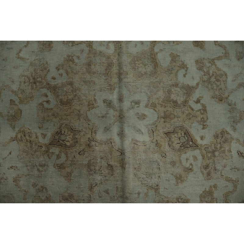 Hand Knotted Oriental 100% Wool Carpet Traditional Floral Green Tabriz Area Rug - 12' 7'' X 9' 3''