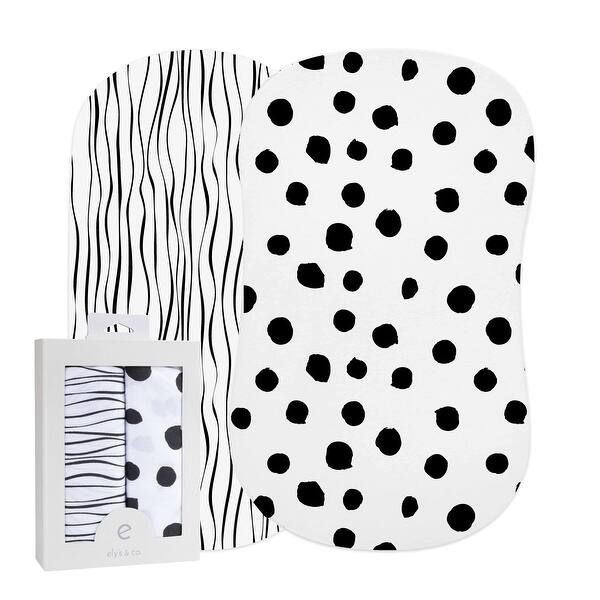 slide 2 of 4, Ely's & Co. Baby Fitted Bassinet Sheet Set - 2 Pack - 32”x 16” Black & White Abstract