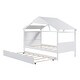 preview thumbnail 9 of 16, White Twin Size Solid Wood House Bed with Trundle & Storage