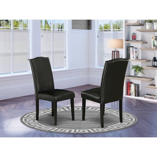 Shop Black Friday Deals On East West Furniture Enp1t69 Encinal Parson Chair With Black Leg And Pu Leather Color Black Set Of 2 Overstock 28374933