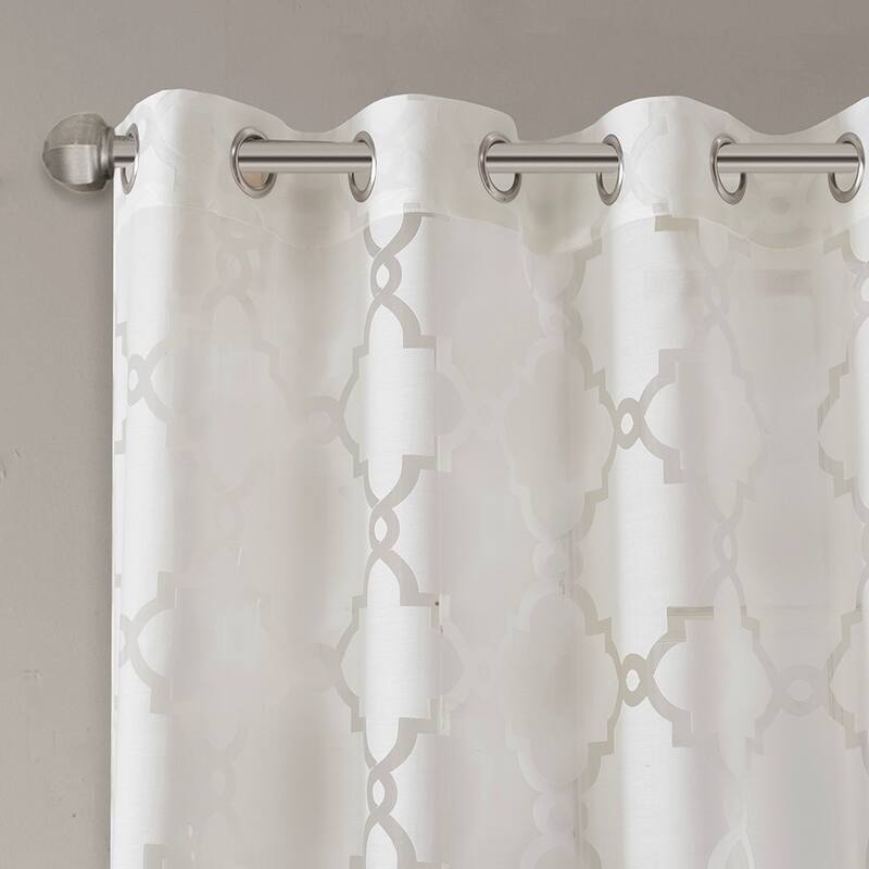 Fretwork Burnout Sheer Curtain Panel