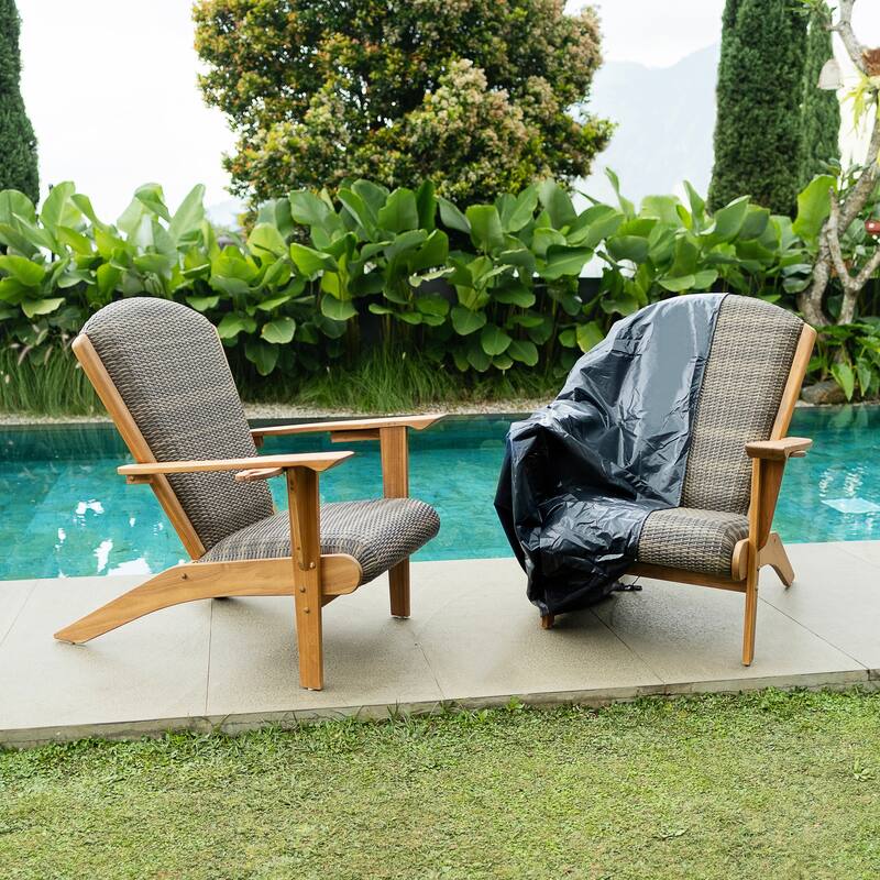 Cambridge Casual Camden Teak Patio Adirondack Chair Set of 2 with Padded Woven Seat