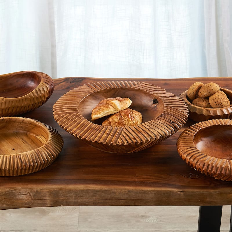 Home Soft Things Royal Round Bowl Big wooden bowl Fruit Storage - 15.7" x 15.7" x 4.7"