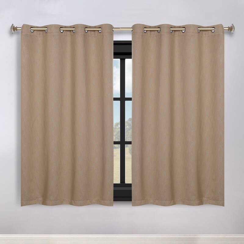 Superior Zuri Washable Room Darkening Curtains, Set of 2 Panels - 52"x63" - Tan