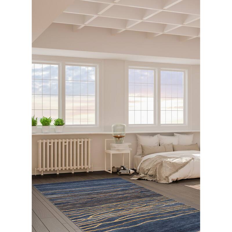 ECARPETGALLERY Hand-knotted Peshawar Ziegler Navy Wool Rug - 5'2 x 7'3