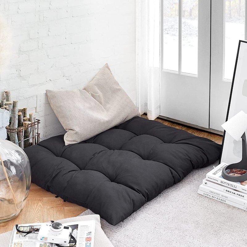 Rainha® Puffy Tufted Floor Pillow by DormCo - Black