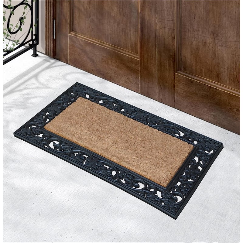 A1HC Rubber/ Coir Brush Welcome Doormat 23" X 38", Mesh Border