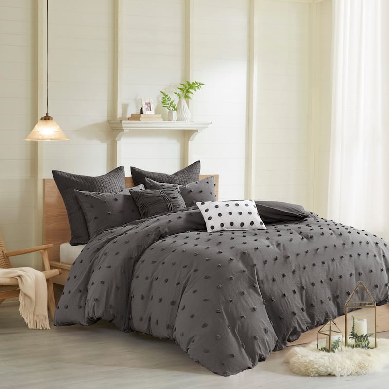 Intelligent Design Maize Cotton Jacquard Duvet Cover Set with Euro Shams and Throw Pillows