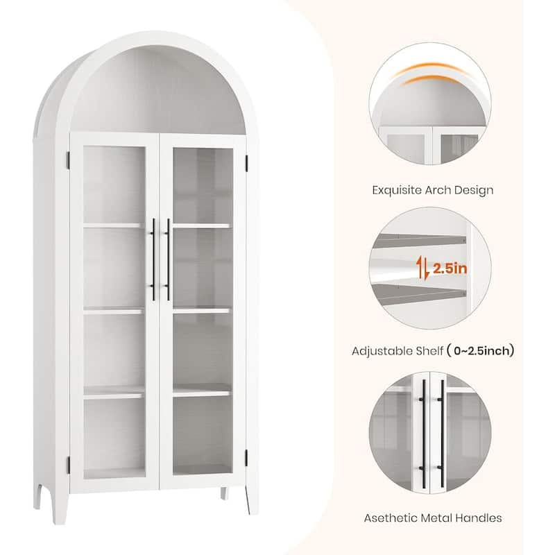 5 Tier Display Book Shelf Arched Kitchen Pantry Storage Cabinet