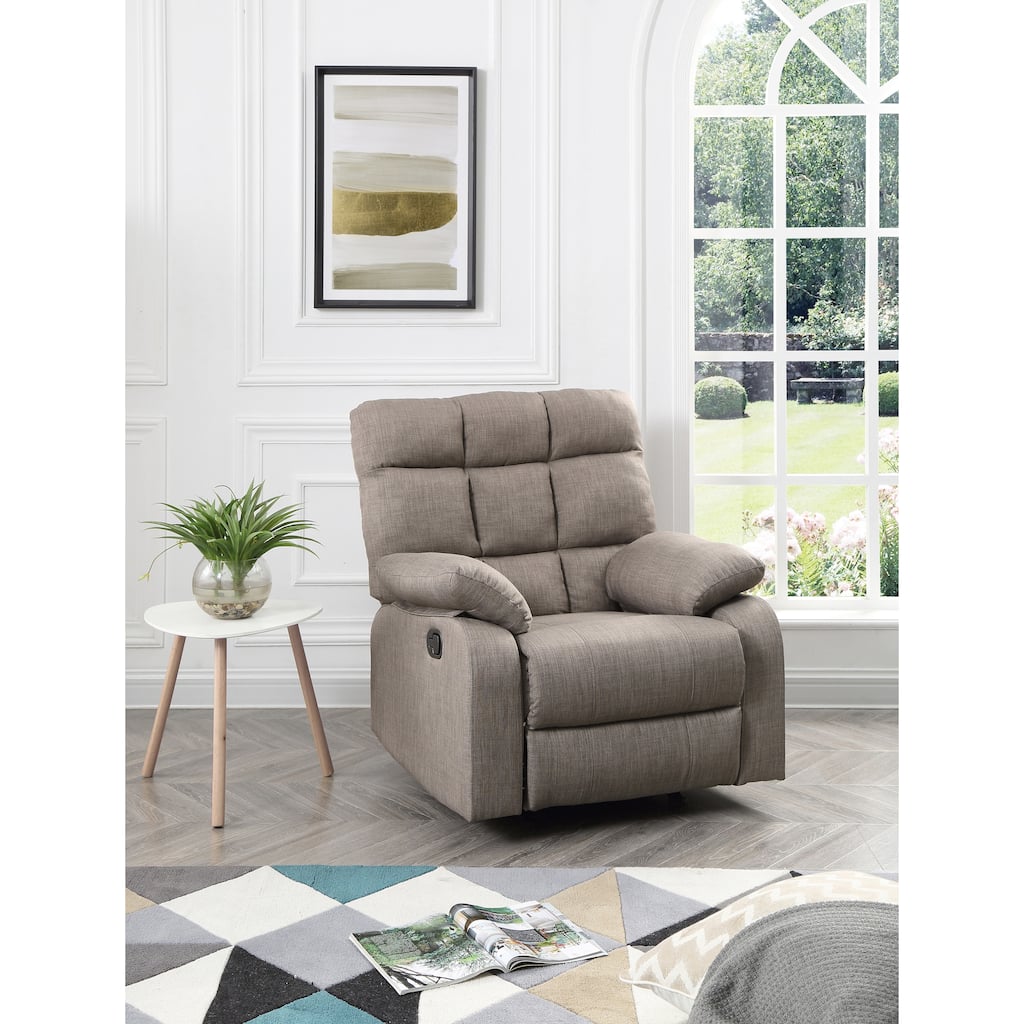 Grey Oversized Fabric Upholstered Rocker Recliner