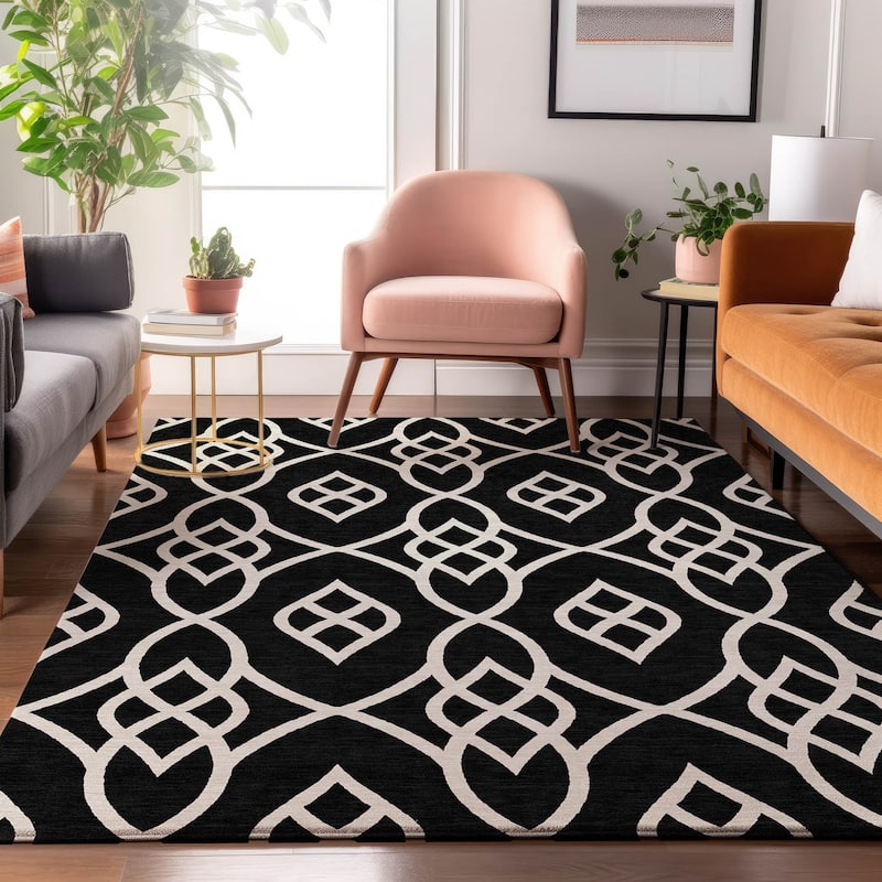 Premium Washable Super Soft Transitional Scroll Mayfield Rug - Black - 2'6" x 3'10"