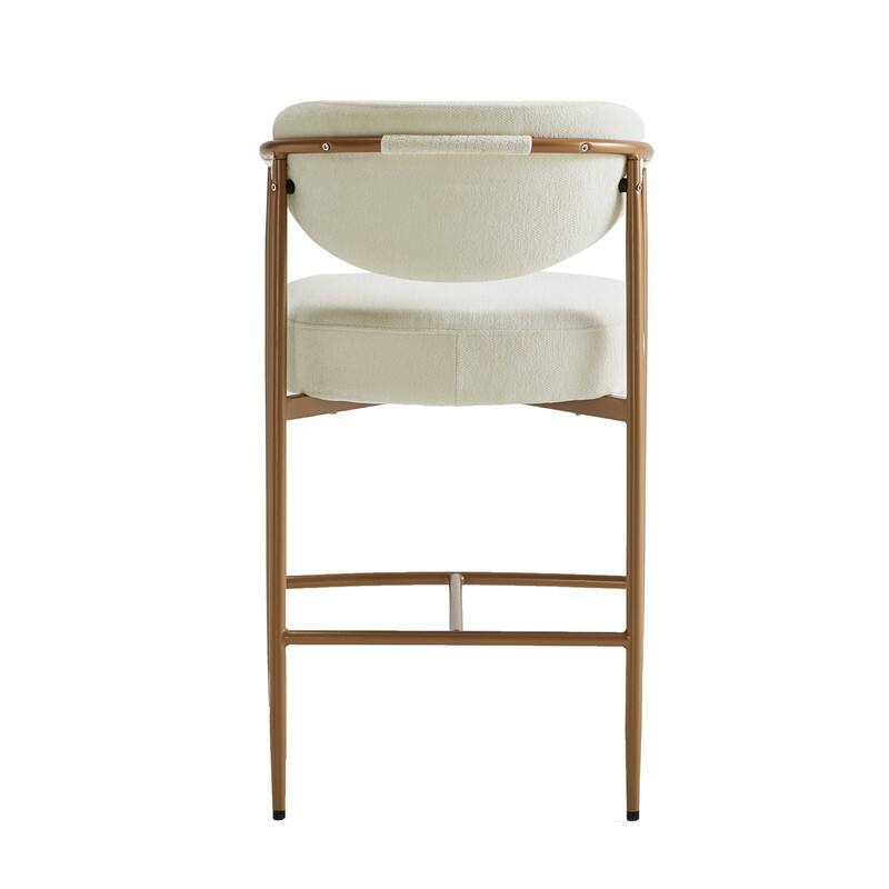 Spruce & Spring Modern Counter Stool with Gold Metal Frame and Woven Strap Arm