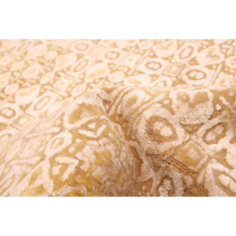 ECARPETGALLERY Hand-knotted Heritage Dark Gold Silk, Wool Rug - 7'6 x 9'7