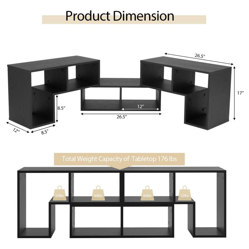 Costway 3 Pcs TV Stand for TV's up To 65'' Console Entertainment