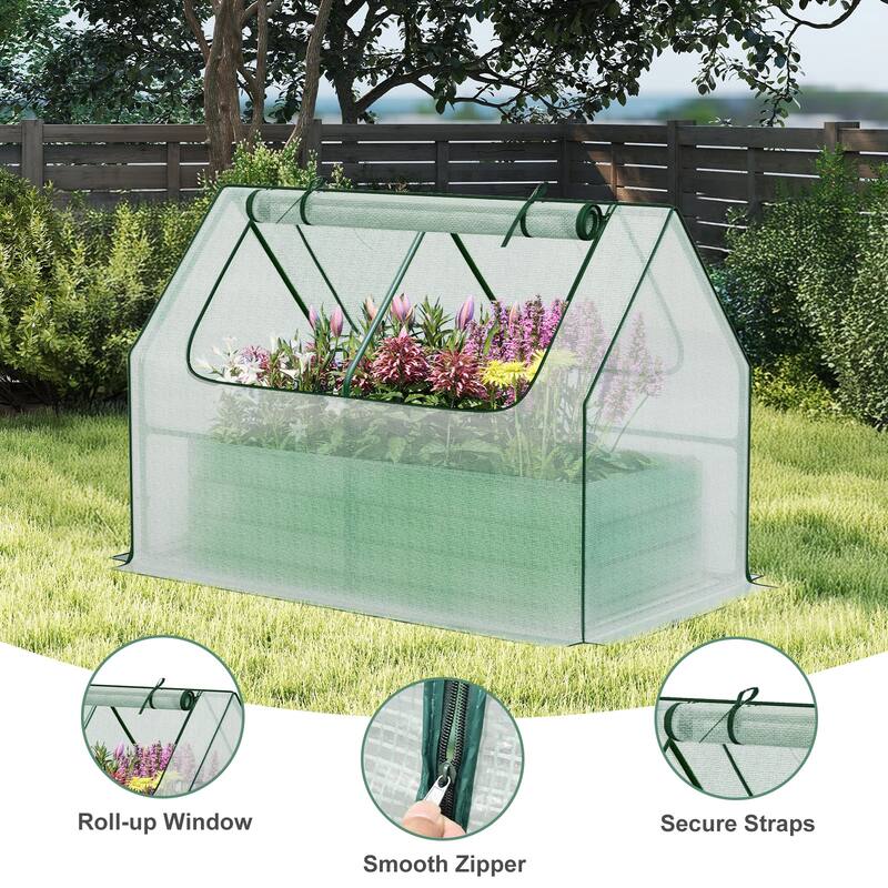Aoodor Raised Garden Bed Kit with PE Cover, Screen Windows