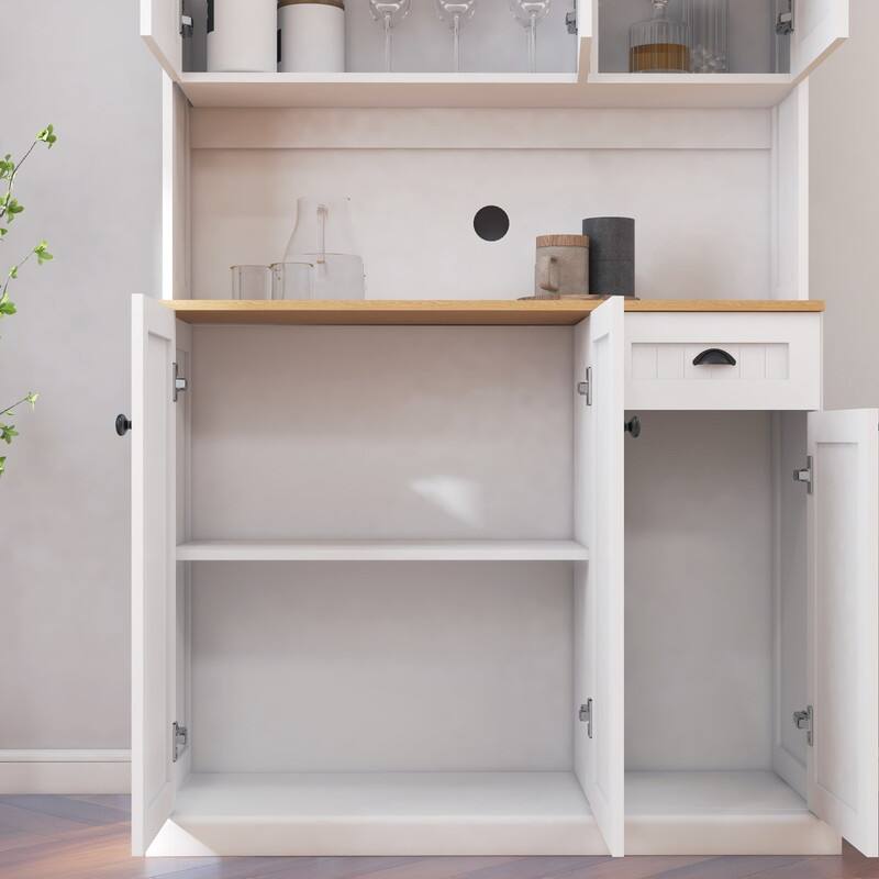 71" Kitchen Pantry with Microwave Countertop and Adjustable Shelves