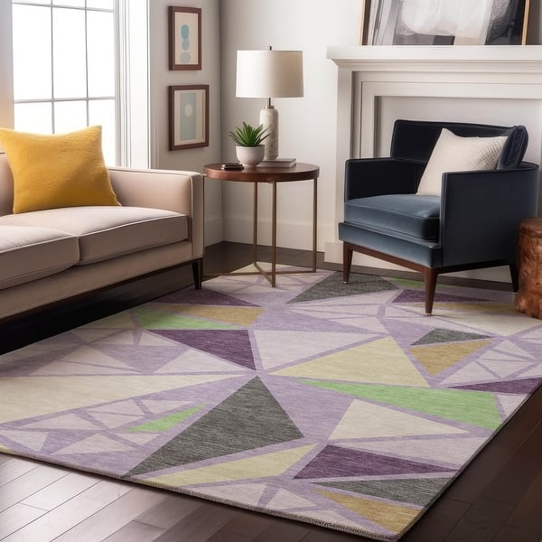 slide 2 of 7, Premium Washable Super Soft Contemporary Mosaic Mayfield Rug Lavender - 2'6" x 3'10"