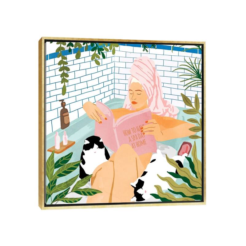 iCanvas "How To Have A Spa Day At Home" by 83 Oranges Framed - Gold - 18x18