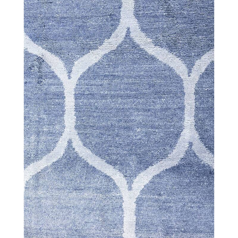 Modern One-of-a-Kind Hand-Knotted Area Rug, Blue - 8' 2" x 10' 1"