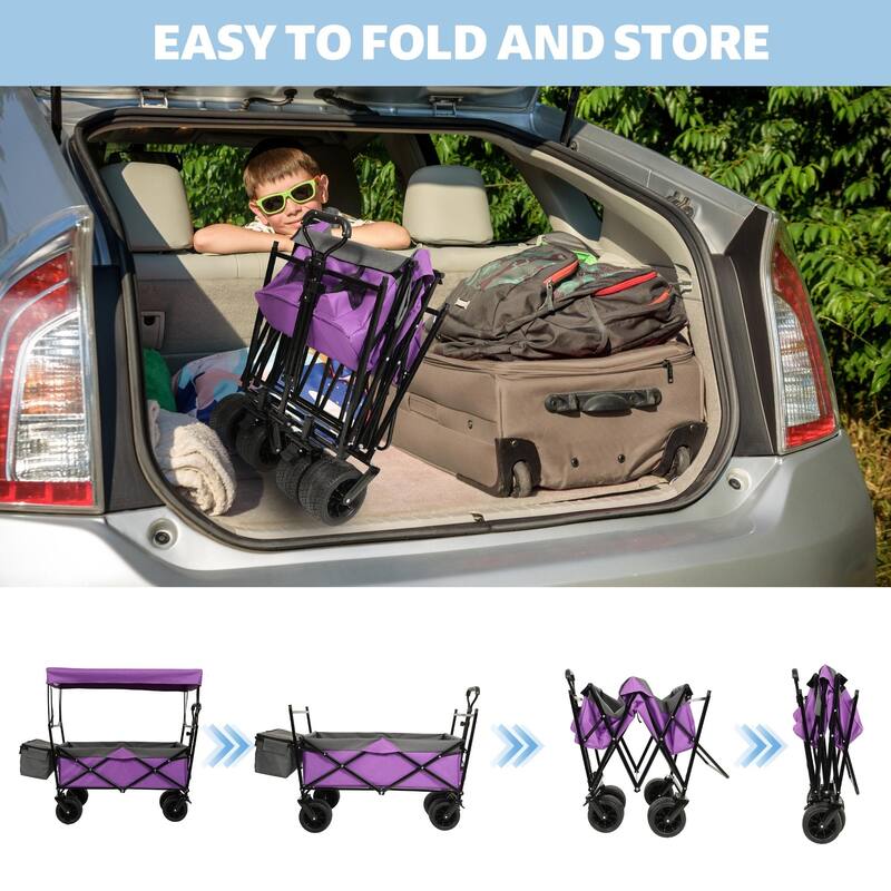 480 lb Folding Wagon Stroller with Canopy & Mosquito Net