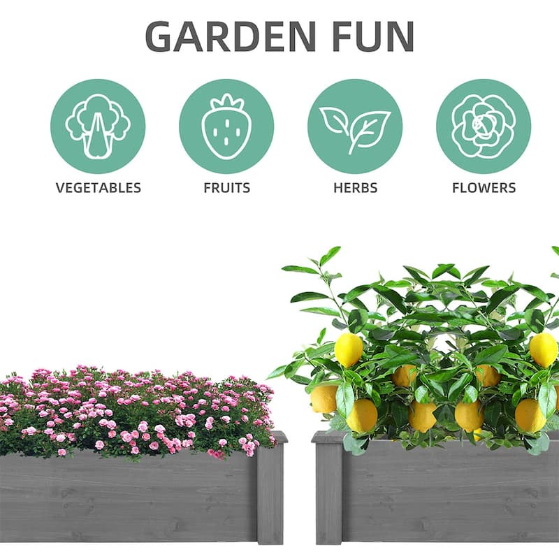 Cedar Wood Outdoor Raised Garden Bed Kit, Planter Box, Tool-Free Assembly