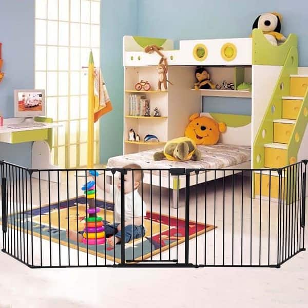 Shop Costway New Fireplace Fence Baby Safety Fence Hearth Gate Bbq Metal Fire Gate Pet Dog Cat Black Overstock 15644340