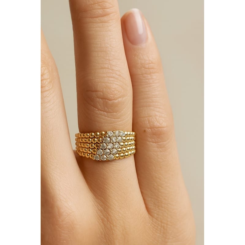 Cubic Zirconia Millwork Detail Band Ring