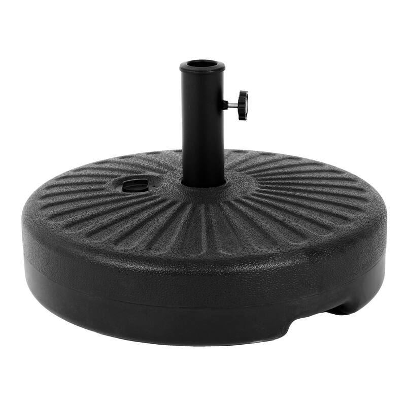 83 lb. Plastic Patio Umbrella Base With 2 Adjustable Knobs, Can Filled with Water/Sand for Outdoor in Black