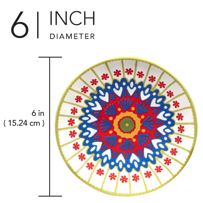 Certified International Spice Love Set of 4 Canape Plates - 6" Diam x 0.5"
