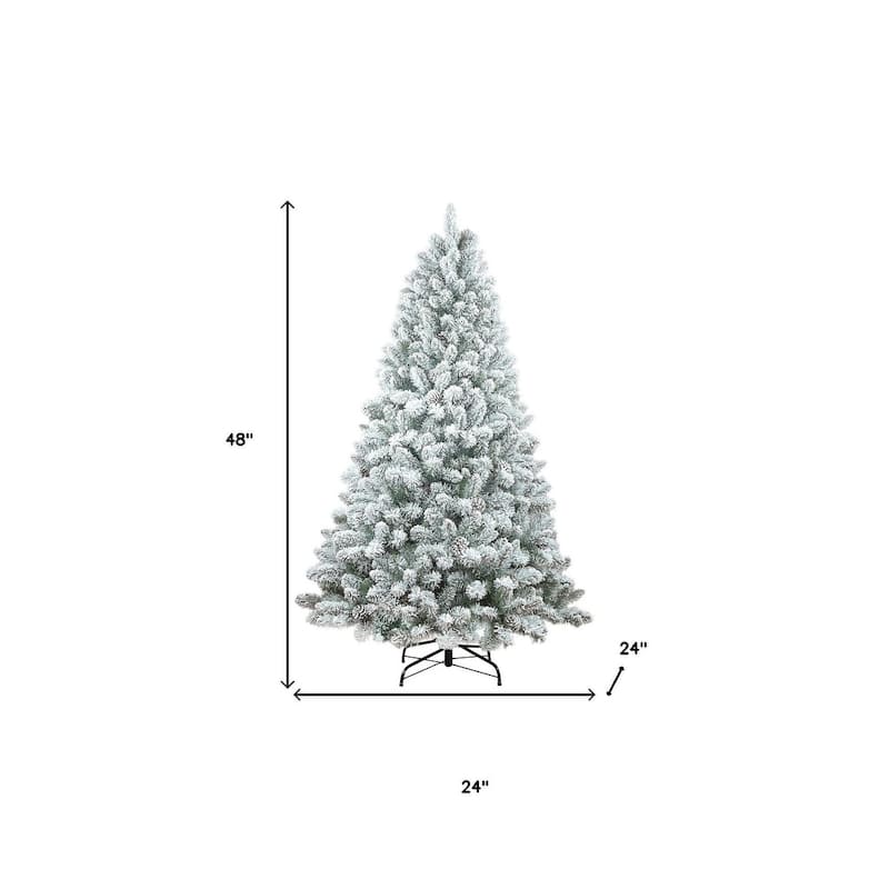 HomeRoots 4' Slender Flocked Fir Christmas Tree - Green - 24.00 in. x 48.00 in. x 24.00 in.