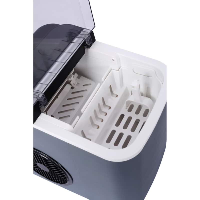 Anmytek Compact Countertop Ice Maker Fast Portable Small Kitchen Bar Appliance Gray Black See Through Lid