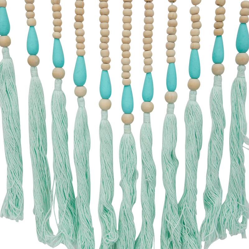 CosmoLiving by Cosmopolitan Multi Colored Cotton Fabric Handmade Beaded Macrame Home Wall Decor with Fringe Tassels (Set of 3)