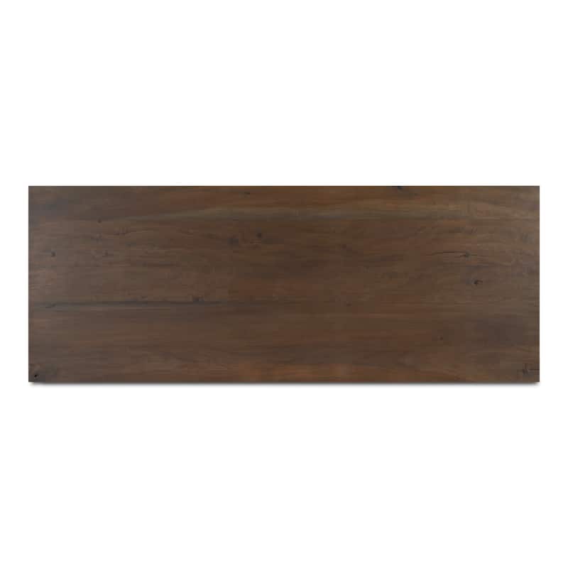 NADAAL STUDIOS Elowynne Coffee Table, Reclaimed Neem Wood with Twin Cylindrical Bases, Warm Brown