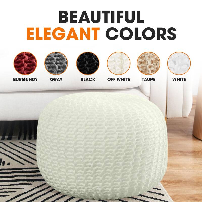 Cheer Collection Decorative 18-inch Chunky Hand-knit Pouf Ottoman