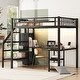 preview thumbnail 5 of 12, Ful Size Metal Loft Bed with Wardrobe, LED Light, L Shaped Desk and USB for Kids Teens Adults