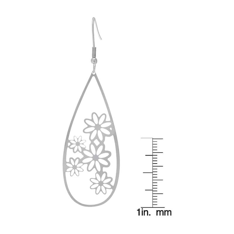 Victoria Townsend Silver-plated Stainless Steel Oval Floral Earrings