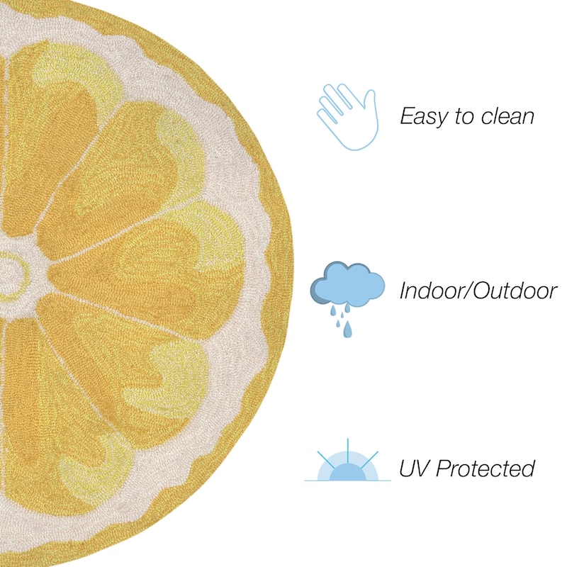 Liora Manne Frontporch Lemon Slice Indoor/Outdoor Rug Yellow - 30"X48" 1/2 RD